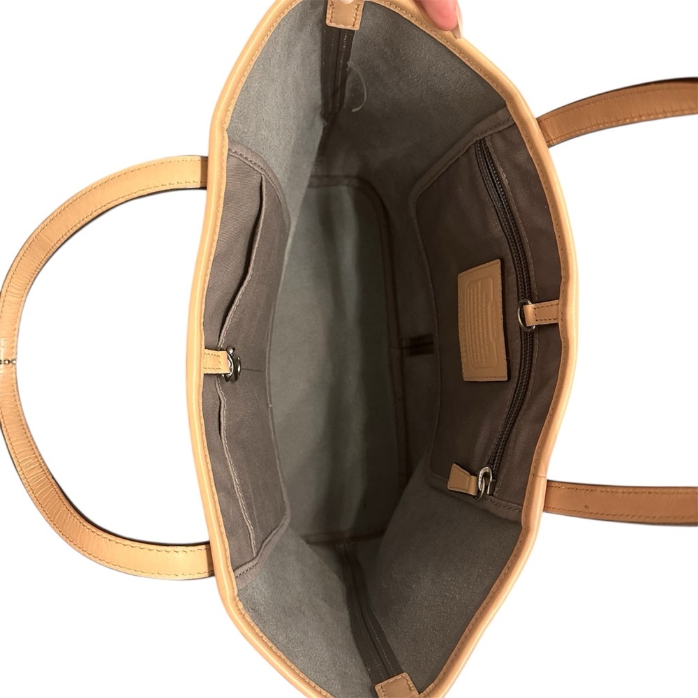 Coach Pewter and Tan Women's Tote Bag with Optional Removable Cross Body Strap - Picture 3 of 9